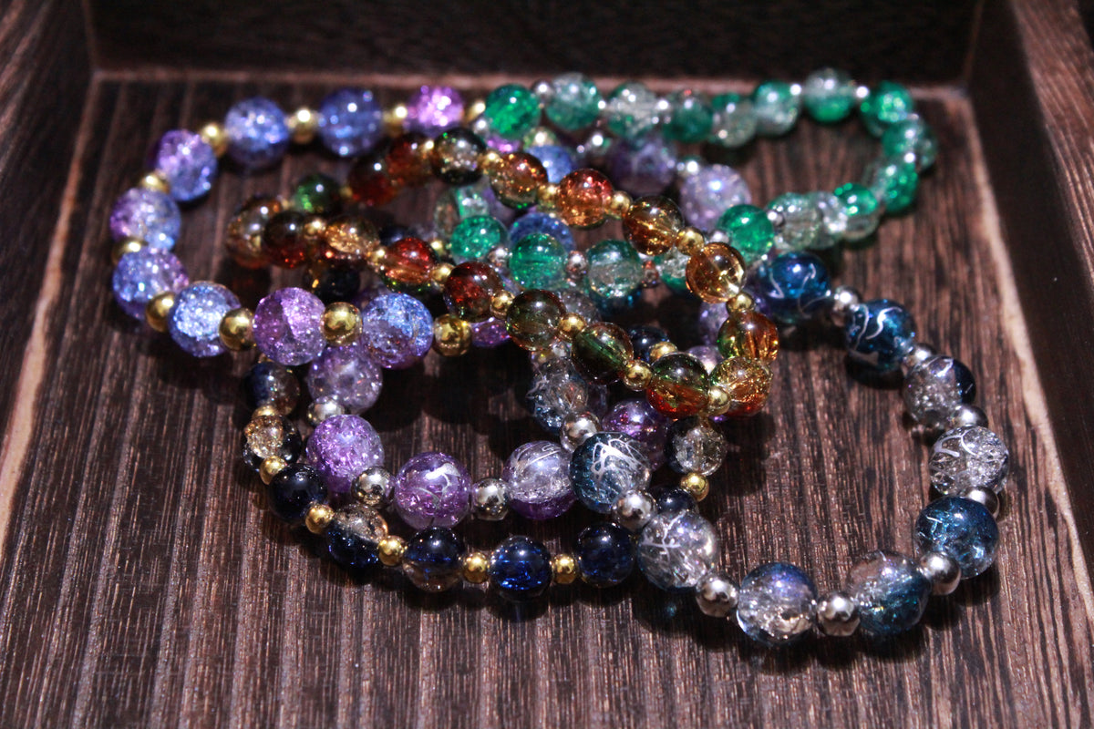 Crackle Glass Beaded Bracelets