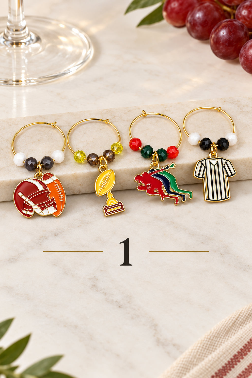 Handmade Football Drink Charms