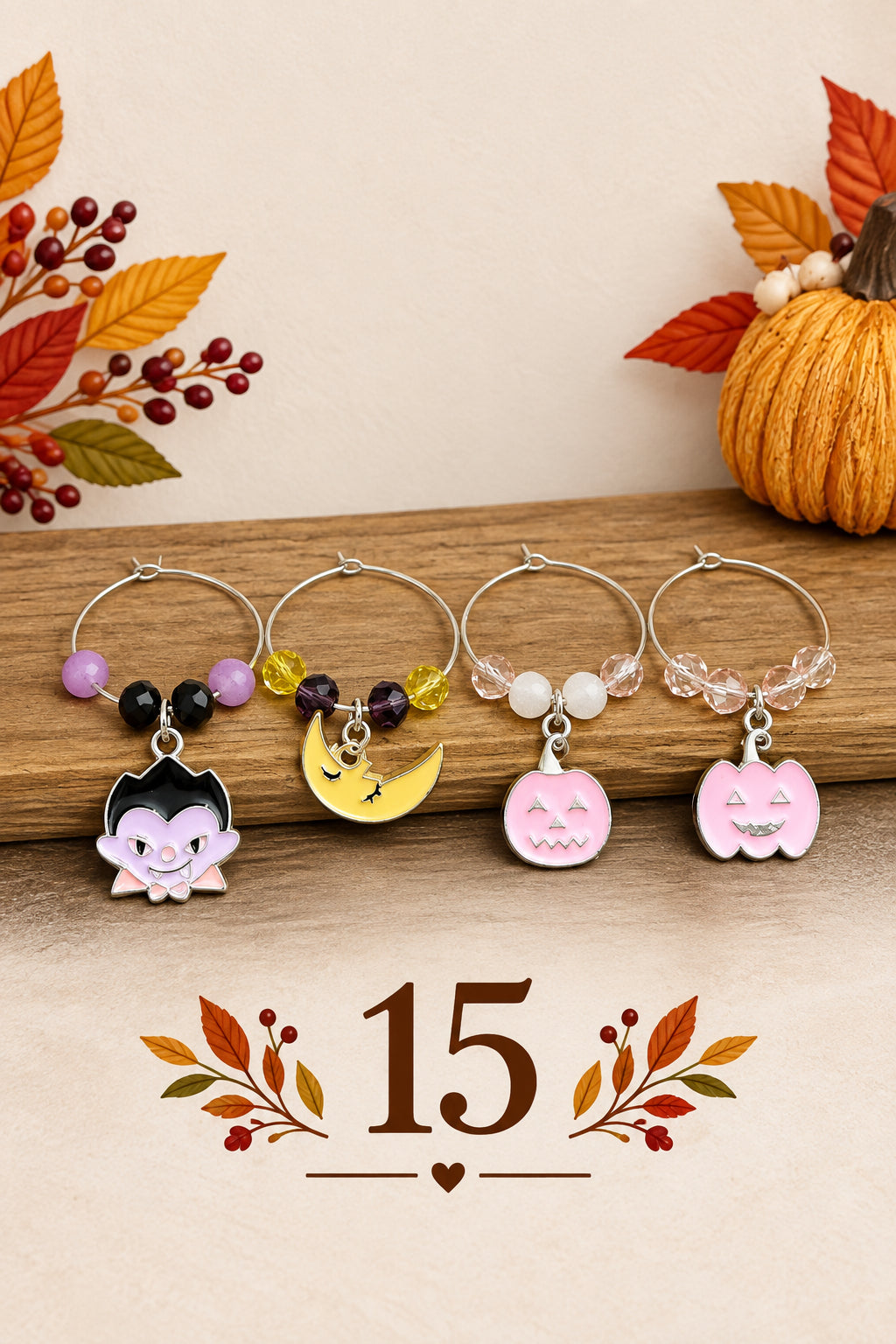 Handmade Halloween Wine Charms