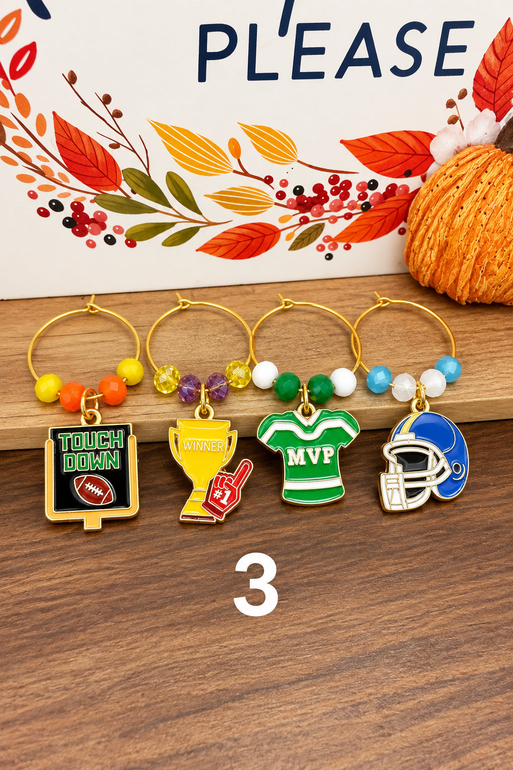 Handmade Football Drink Charms