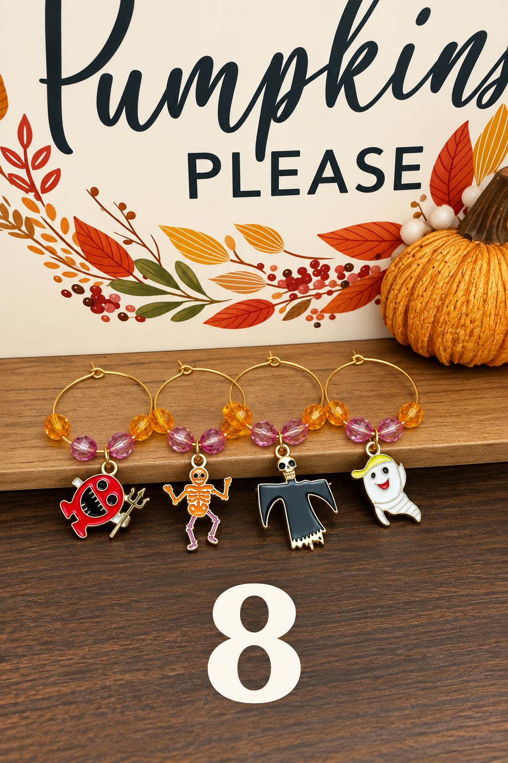 Handmade Halloween Wine Charms
