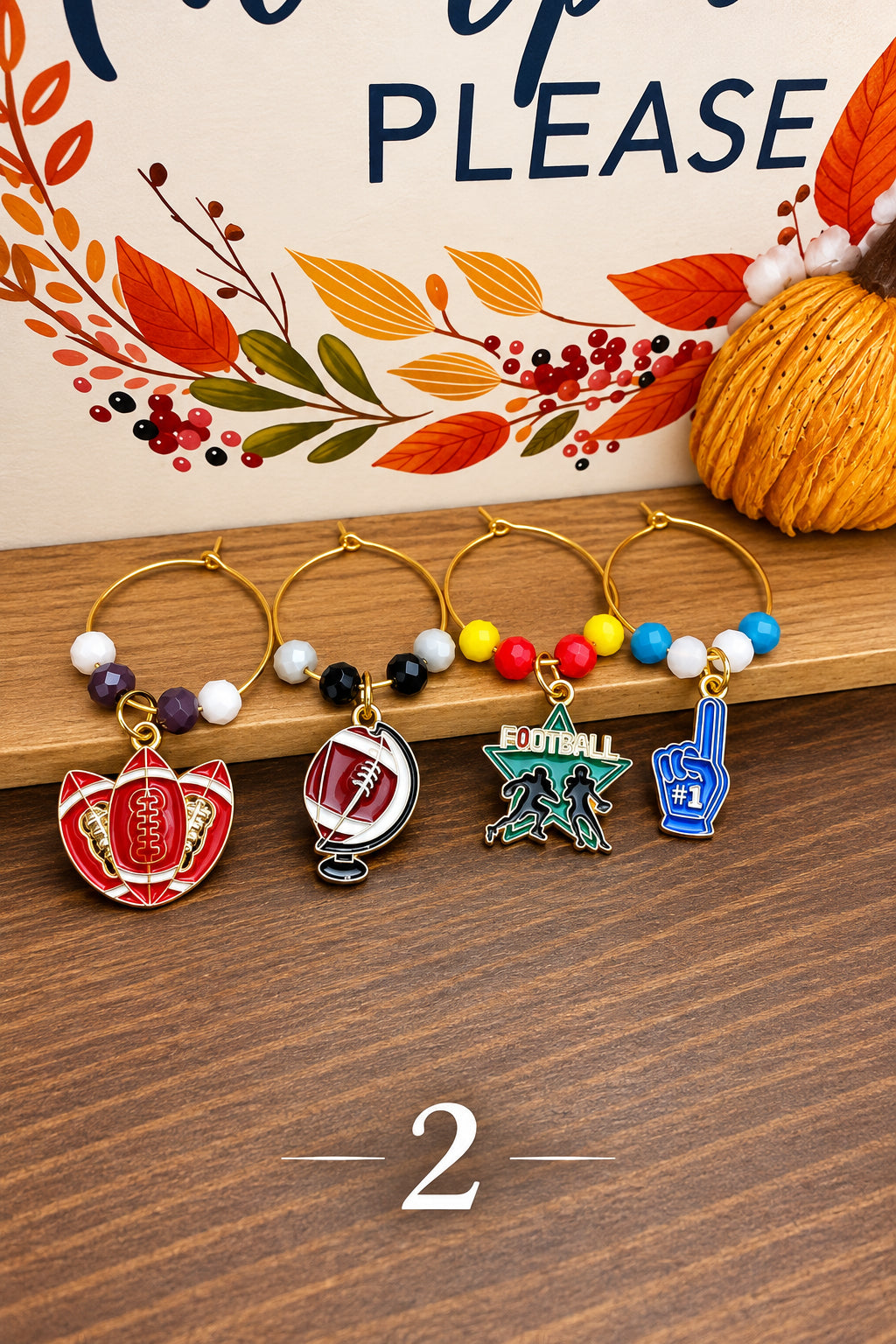 Handmade Football Drink Charms