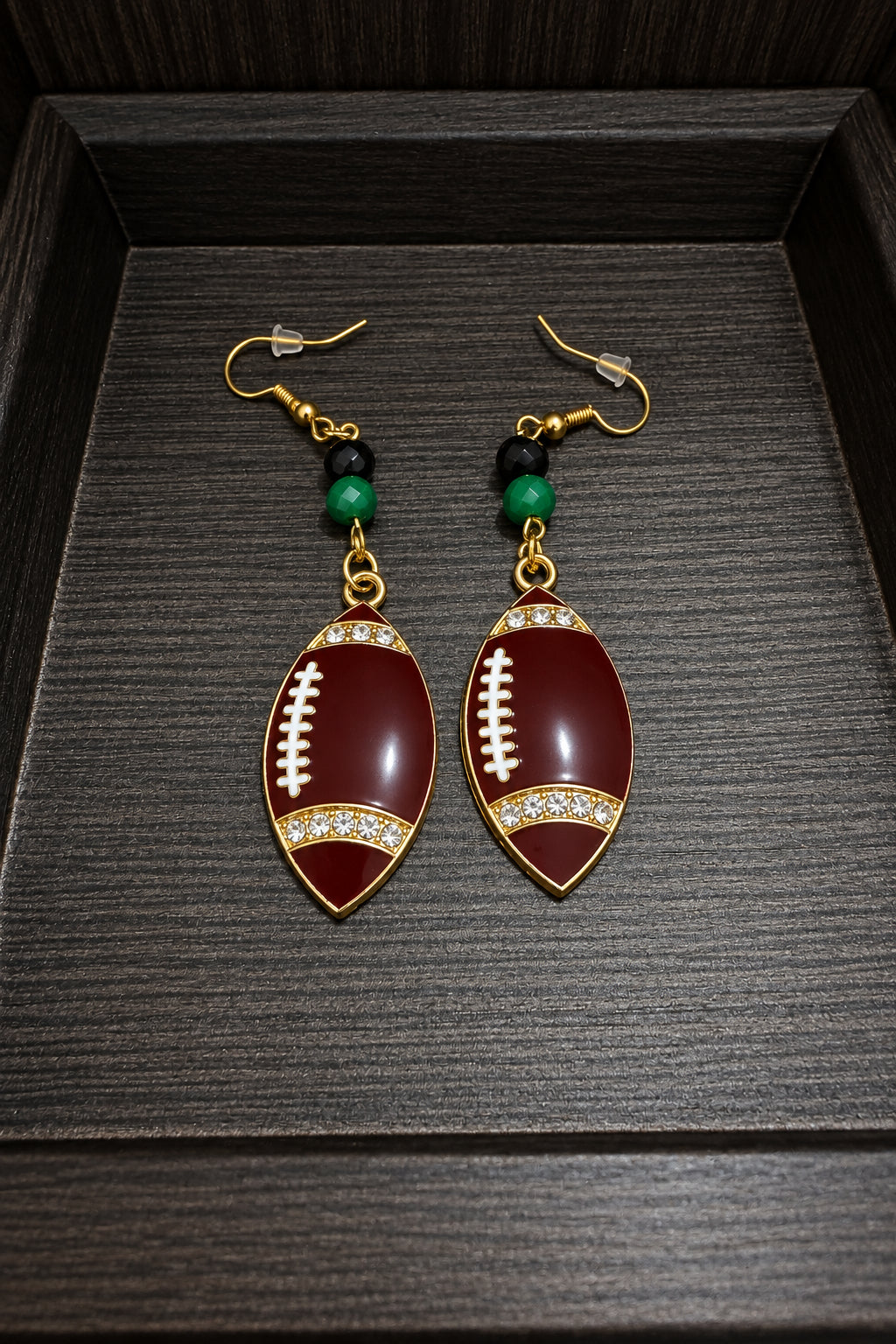 Handmade Glass Bead and Charm Earrings | Football