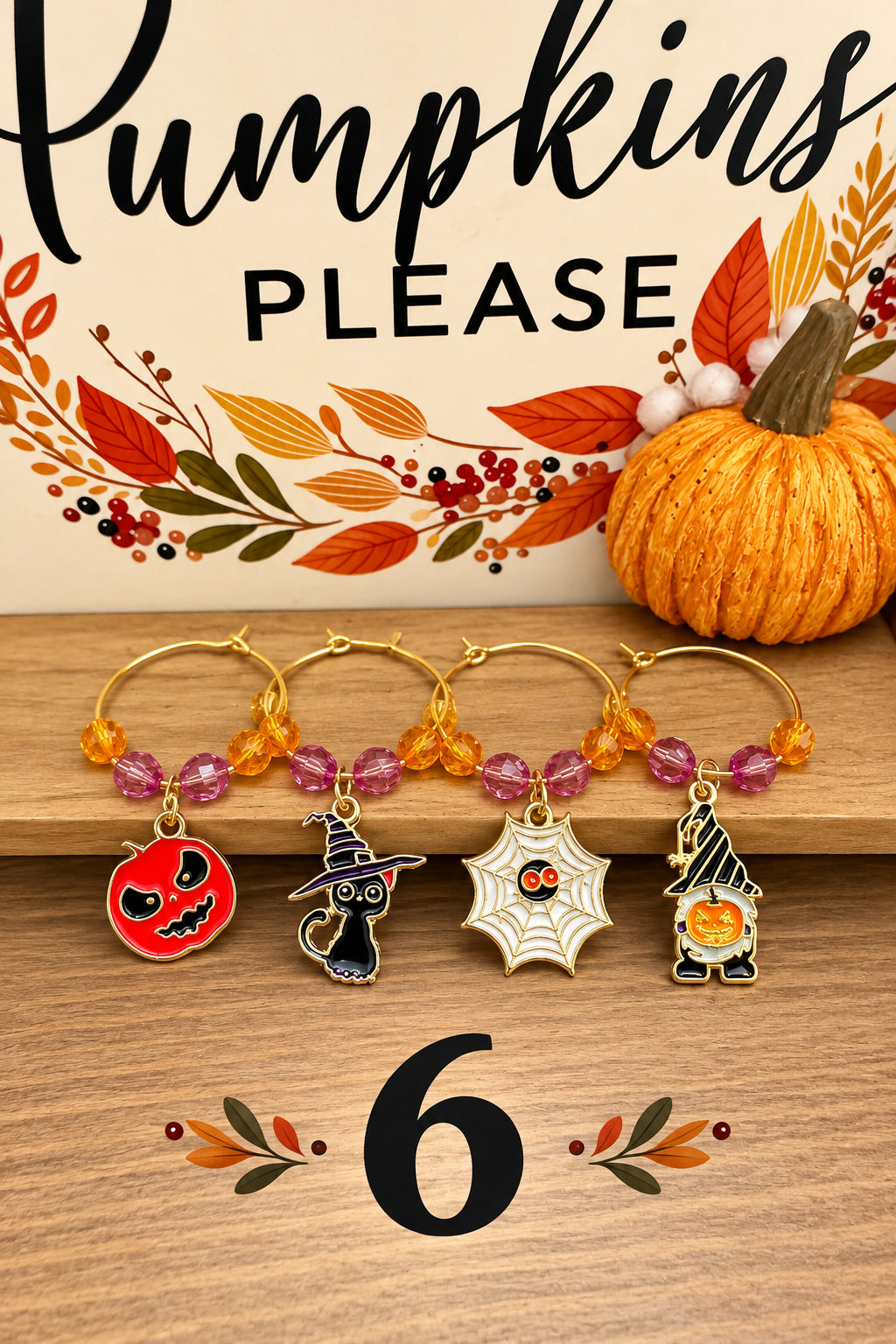 Handmade Halloween Wine Charms