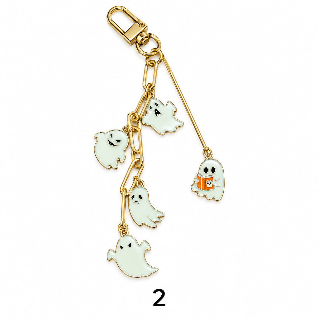 Handmade Ghostly Halloween Bag Charms - Glow-in-the-Dark