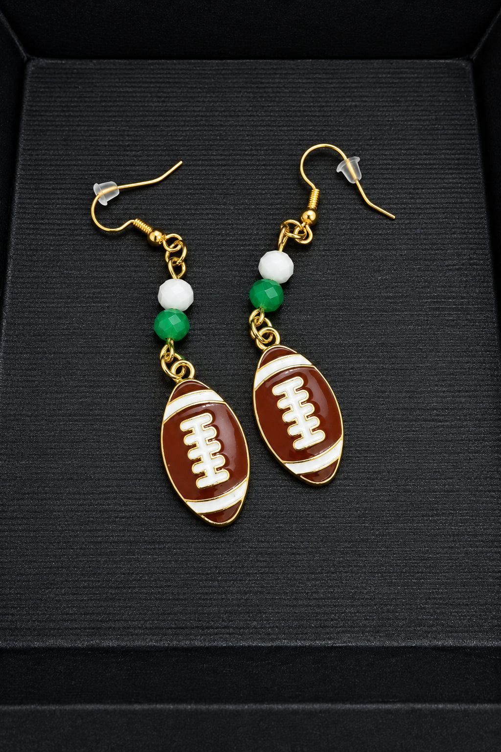 Handmade Glass Bead and Charm Earrings | Football
