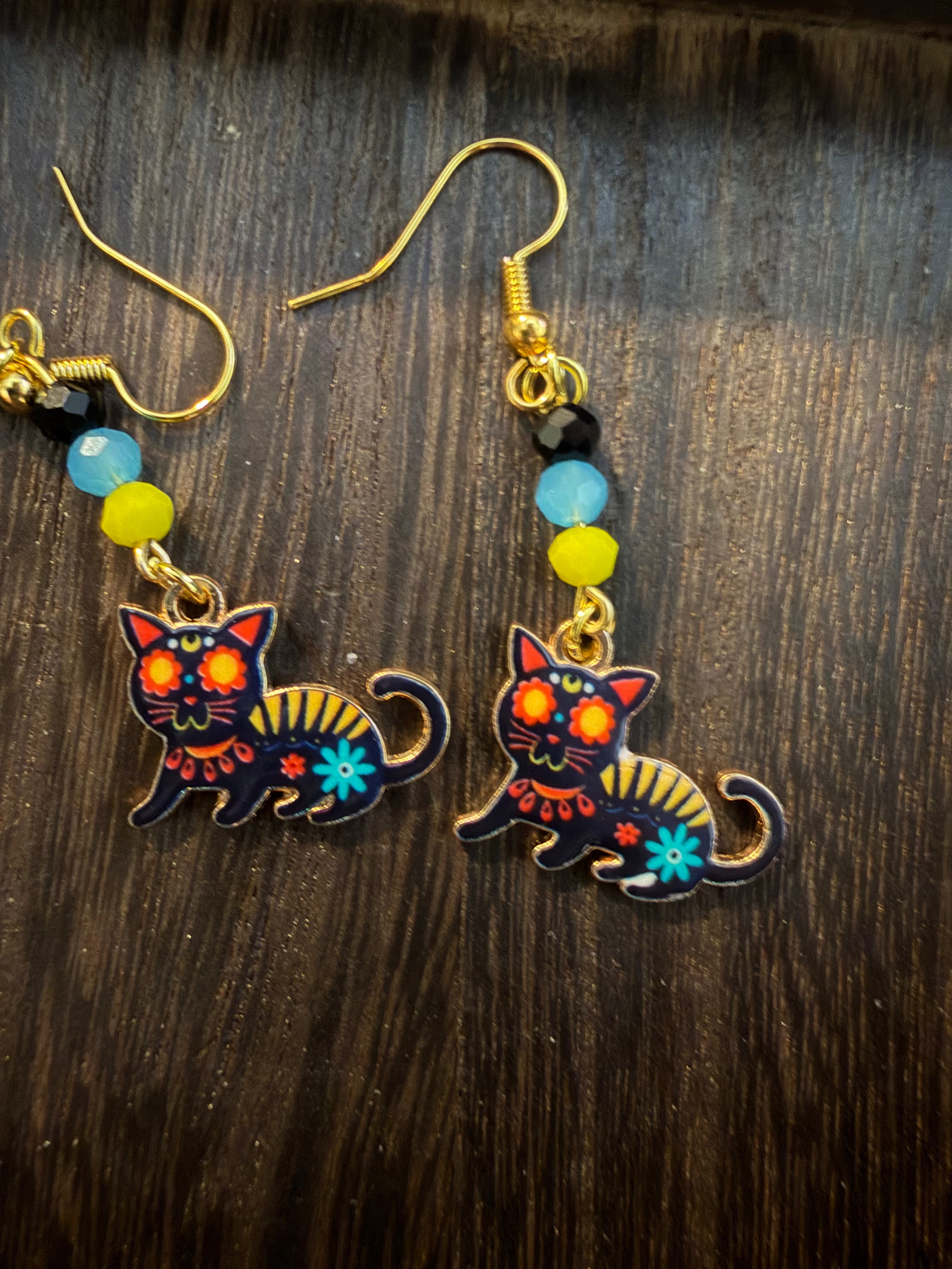 Dia de los Muertos Handmade Sugar Skull Dangle Earrings